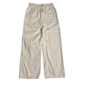 Tan Wide-Leg Casual Bottoms with Elastic Waistband